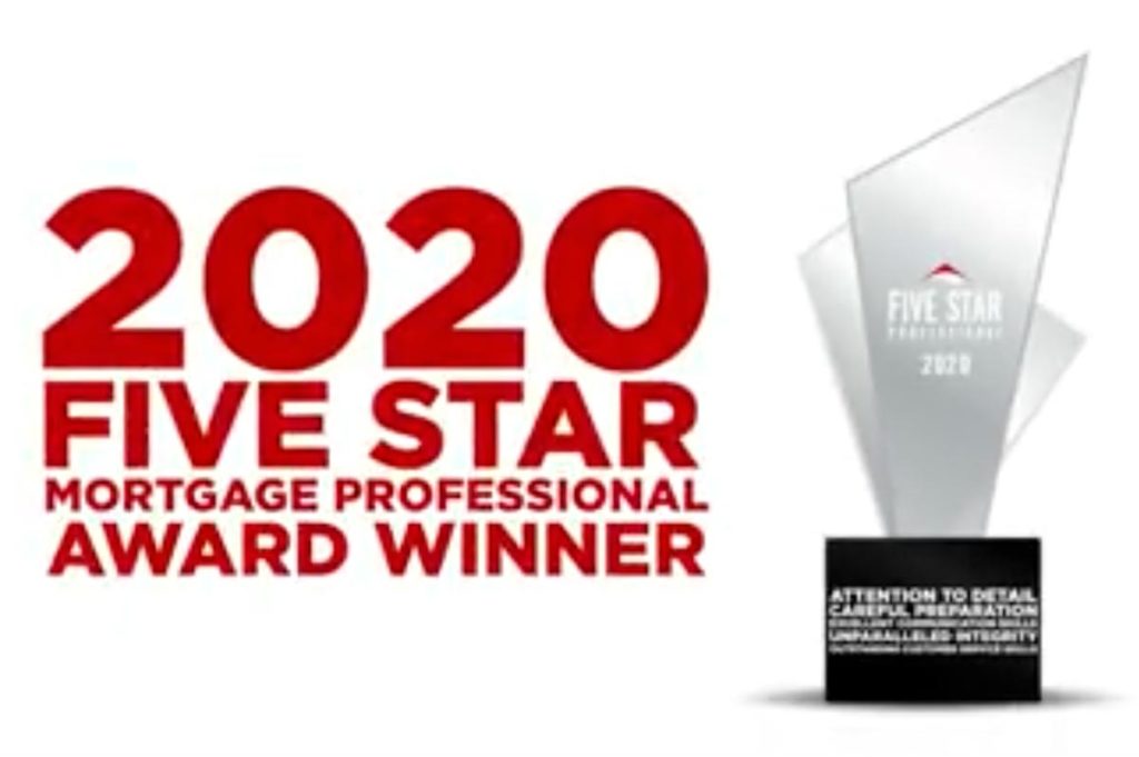 2020 five star mortgage professional award winner award.